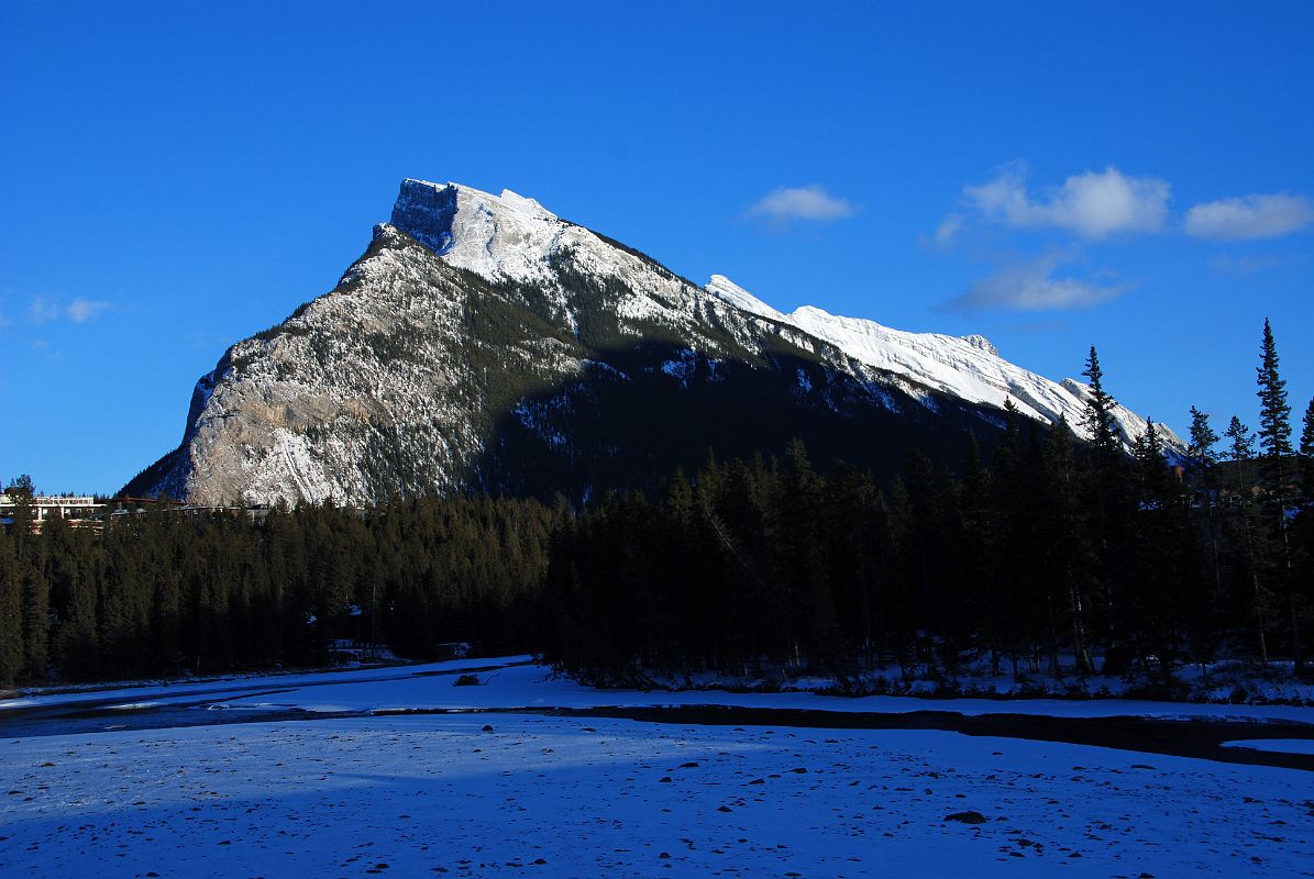 19B Mount Rundle Just Before Sunset From Bow River Bridge In Banff In Winter